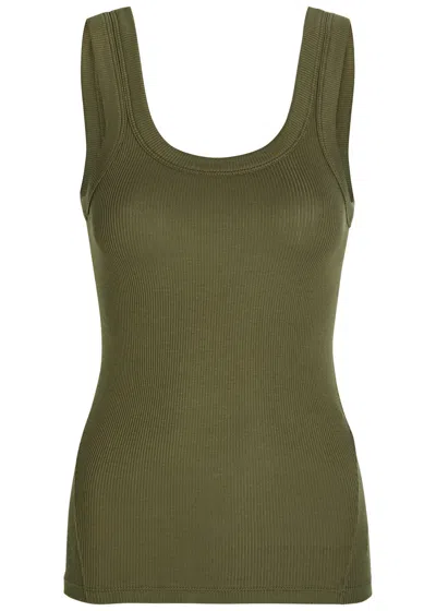 Rag & Bone Scoop-neck Ribbed Stretch-cotton Tank In Green