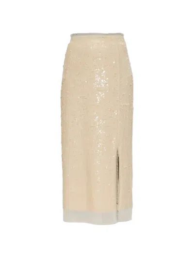 Rag & Bone Sequin-embellished Frayed Skirt In Neutral