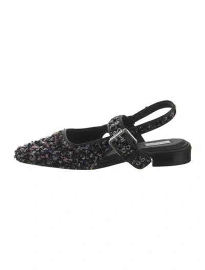 Pre-owned Rag & Bone Sequins Slingback Flats In Black