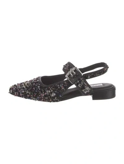 Pre-owned Rag & Bone Sequins Tweed Pattern Flats In Black