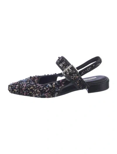 Pre-owned Rag & Bone Sequins Tweed Pattern Flats In Blue