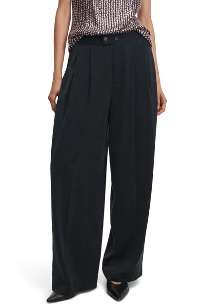 Rag & Bone Shania High Waist Wide Leg Pleated Pants In Black