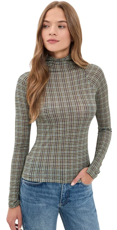 Rag & Bone Shaw Paneled Long Sleeve Turtleneck Tee Grnmt In Multi