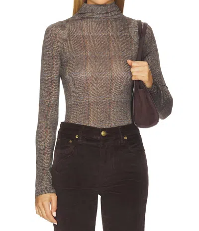 Rag & Bone Shaw Paneled Long Sleeve Turtleneck Tee In Brown Multi
