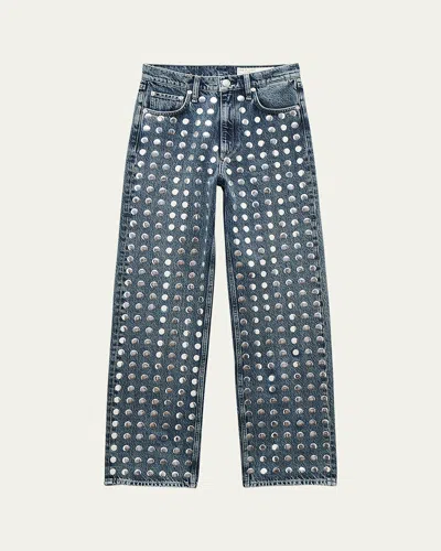 Rag & Bone Shea Embellished High-rise Relaxed Jeans In Blue