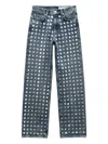 Rag & Bone Shea High Rise Relaxed Straight Jeans In Kingston Stud In Blue