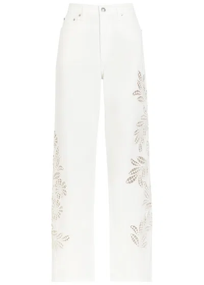 Rag & Bone Shea Embroidered Straight-leg Jeans In White