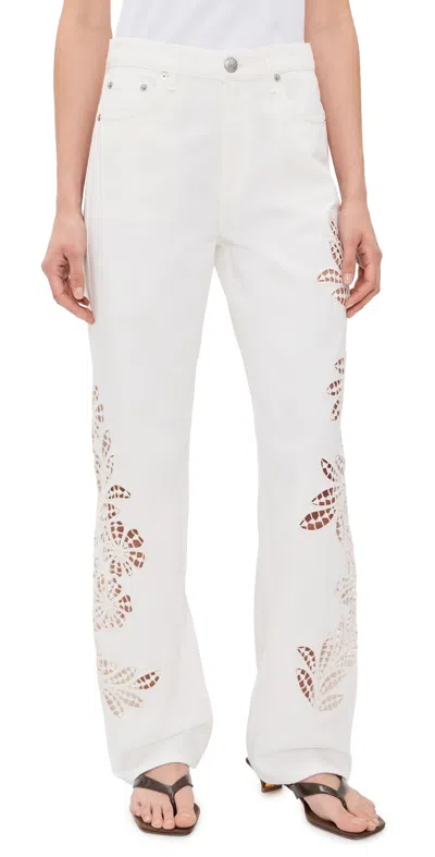Rag & Bone Shea Full Straight Jeans White Floral