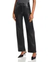 Rag & Bone Shea High Rise Faux Leather Straight Leg Jeans In Black In Black