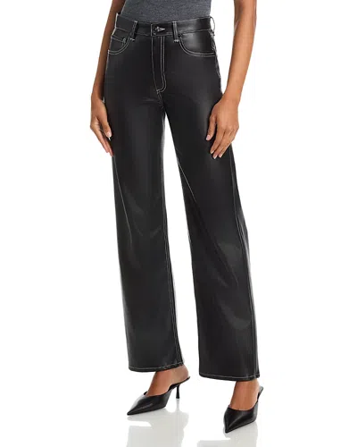 Rag & Bone Shea High Rise Faux Leather Straight Leg Jeans In Black