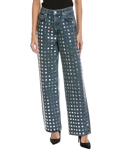Rag & Bone Shea High-rise Full Kingston Stud Relaxed Straight Jean In Multi