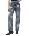 Rag & Bone Shea High Rise Relaxed Straight Jeans In Kingston Stud In Gray