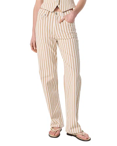 RAG & BONE RAG & BONE SHEA HIGH RISE RELAXED STRAIGHT JEANS IN TAN STRIPE