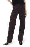 Rag & Bone Shea High Rise Straight Leg Jeans In Leopard In Brown