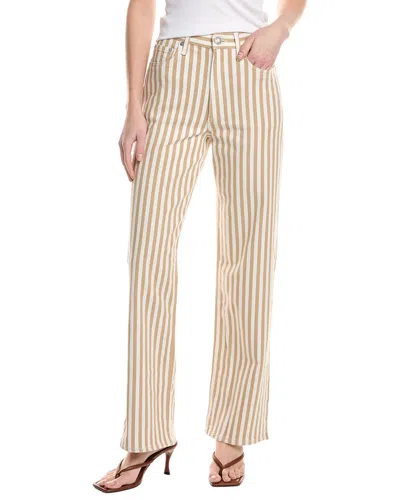 Rag & Bone Shea Linen-blend Relaxed Tan Stripe Straight Jean In Transparent
