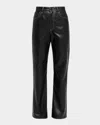 Rag & Bone Phoebe Faux Leather Drawstring Wide Leg Pants In Black