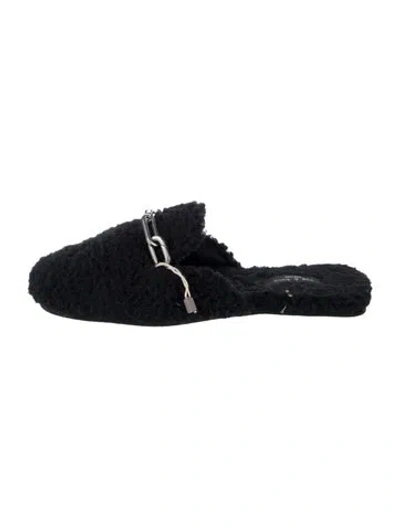 Pre-owned Rag & Bone Shearling Chain-link Accents Mules In Black