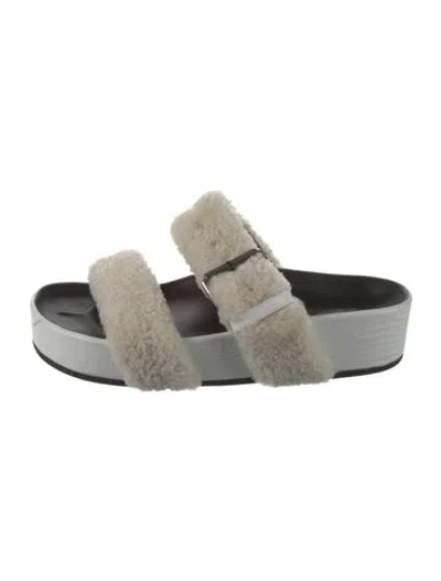 Pre-owned Rag & Bone Shearling Slides In White