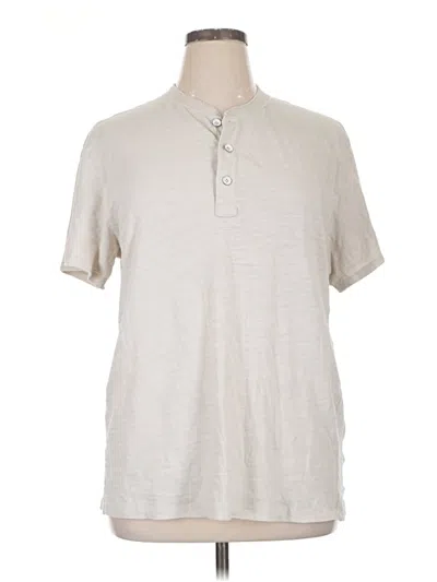 Pre-owned Rag & Bone Short Sleeve Henley Shirt In Ivory
