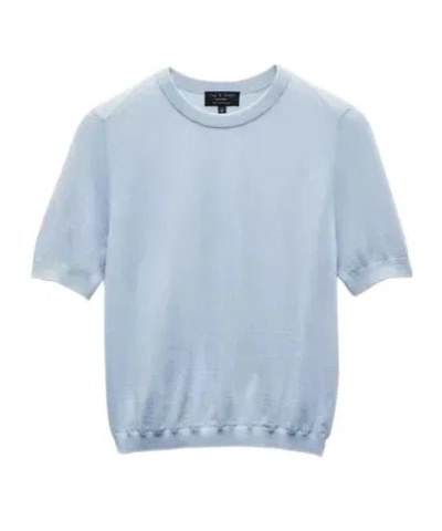 Rag & Bone Short Sleeve Knitted T-shirt In Blue
