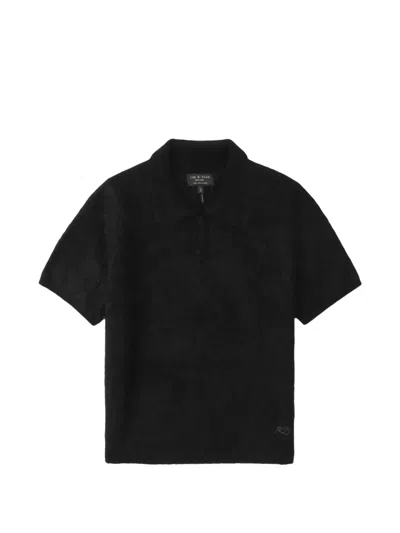 Rag & Bone Short-sleeve Polo Top In Black