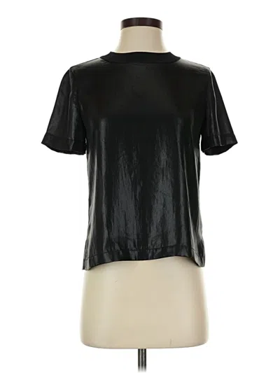 Pre-owned Rag & Bone Short Sleeve Top Black Metallic Pattern Mock Neckline Tops