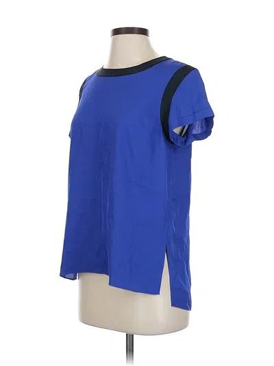 Pre-owned Rag & Bone Short Sleeve Top Blue Color Block Pattern Square Neckline Tops