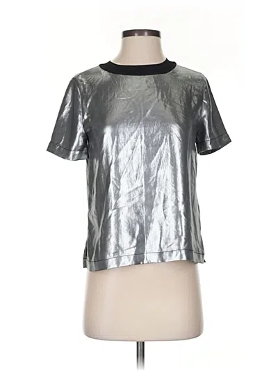 Pre-owned Rag & Bone Short Sleeve Top Silver Metallic Pattern Keyhole Neckline Tops
