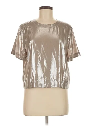 Pre-owned Rag & Bone Short Sleeve Top Silver Metallic Pattern Mock Neckline Tops