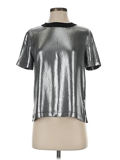 Pre-owned Rag & Bone Short Sleeve Top Silver Metallic Pattern Mock Neckline Tops