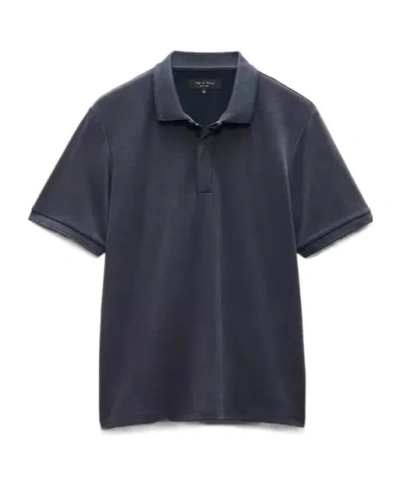 Rag & Bone Short-sleeved Polo Shirt In Blue