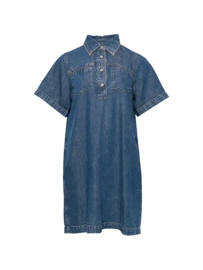 Rag & Bone Short-sleeved Denim Dress In Blue