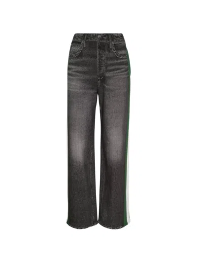 Rag & Bone Side-stripe Wide-leg Jeans In Black