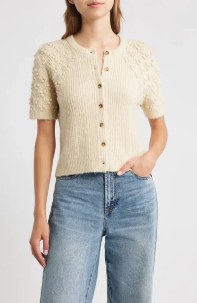 Rag & Bone Sierra Pom Short Sleeve Cardigan In Yellow