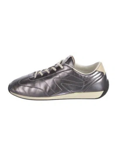 Pre-owned Rag & Bone Signature Logo Leather Sneakers In Silver