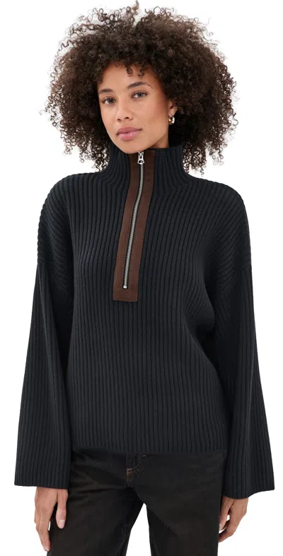 Rag & Bone Sigrid Wool Faux Suede Trim Sweater In Blue