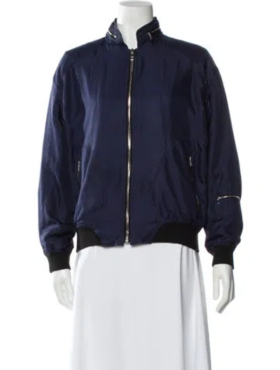Pre-owned Rag & Bone Silk Bomber Jacket In Blue