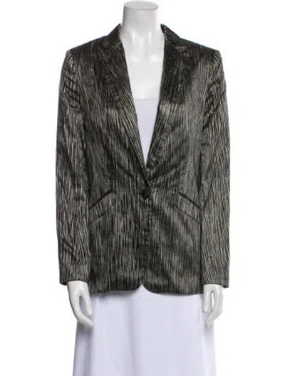 Pre-owned Rag & Bone Silk Striped Blazer In Black