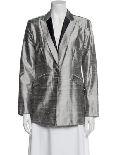 Pre-owned Rag & Bone Silk Striped Blazer In Gray