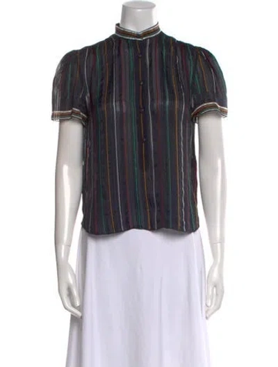 Pre-owned Rag & Bone Silk Striped Blouse In Blue
