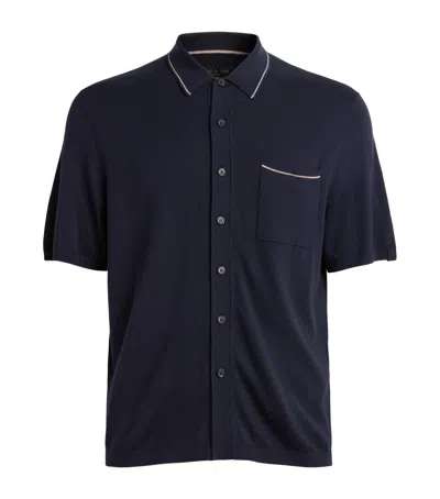 Rag & Bone Silk-cotton Short-sleeve Conrad Shirt In Navy