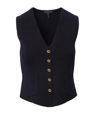 Rag & Bone Single-breasted Vest In Blue