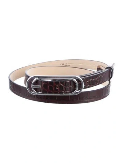 Pre-owned Rag & Bone Skinny Embossed Leather Belt In Brown