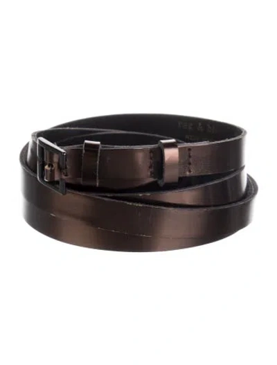Pre-owned Rag & Bone Skinny Leather Belt In Brown/metallic
