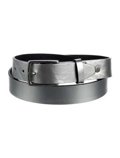 Pre-owned Rag & Bone Skinny Leather Belt In Silver