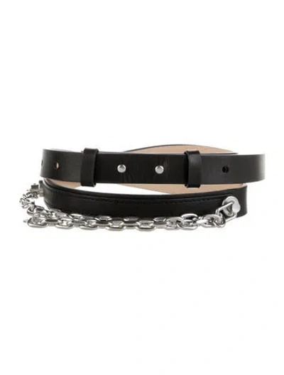 Pre-owned Rag & Bone Skinny Leather Chain-link Belt In Black
