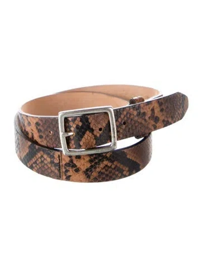 Pre-owned Rag & Bone Skinny Snakeskin Belt In Brown