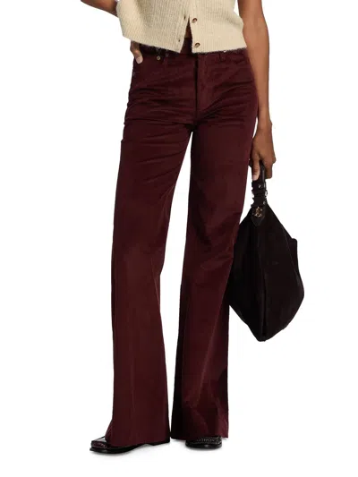 Rag & Bone Skylar High Rise Corduroy Trouser In Burgundy