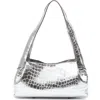Rag & Bone Slade Croc Embossed Metallic Leather Shoulder Bag In Silver