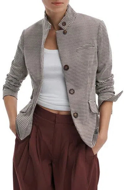 Rag & Bone Slade Grid Print Cotton Blend Blazer In Gray